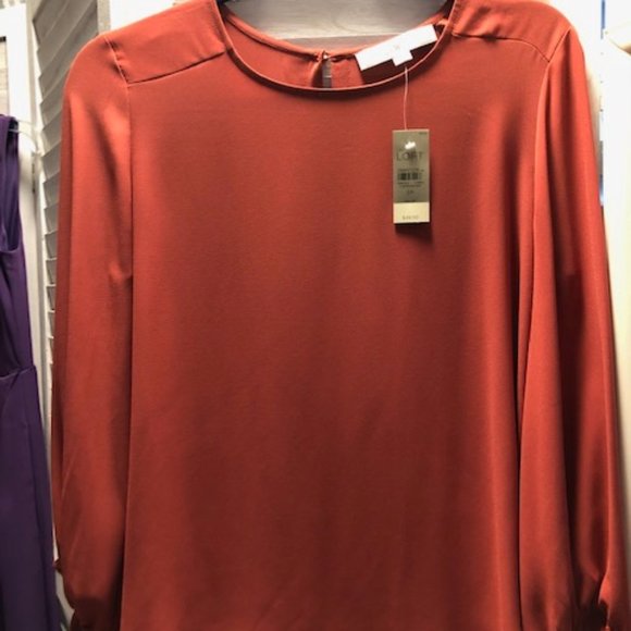 Loft Long Sleeve Petite Small Blouse NWT - Picture 1 of 4